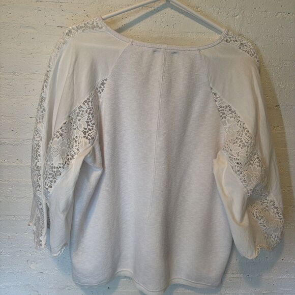 Boho-Chic Fairy Feminine Romantic White Lace Detail Knit Top by I.N.C. Large - Picture 8 of 8